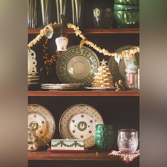 Anthropologie Festive Tile Handpainted Stoneware Butter Dish New - Picture 4 of 4